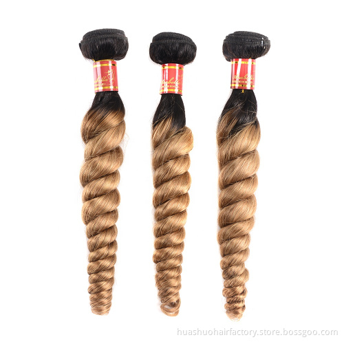 Wholesale Top Quality Machine Double Weft Thick Hair Weave T1B27 Burmese Double Loose Wave Hair Bundles For Black Woman